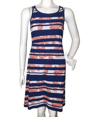 TOMMY BAHAMA Tank Dress, M, Blue/White stripes, Coral Floral, Jersey, Sleeveless